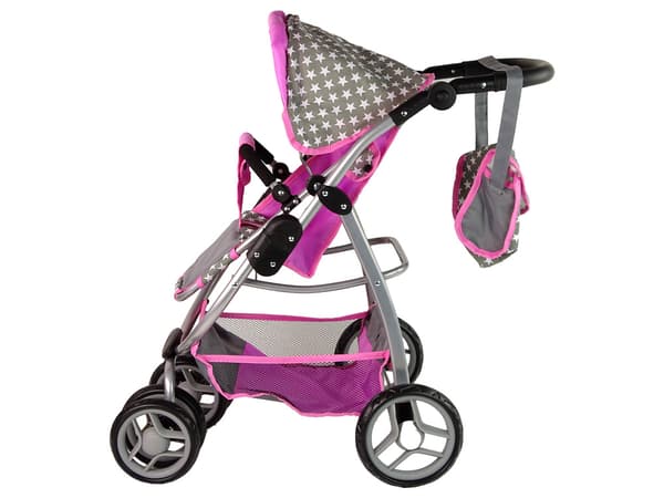 Dukkevogn 2 i 1 Gondoltaske Pink Stjerner
