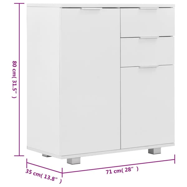 vidaXL kommode højglans hvid 71 x 35 x 76 cm spånplade