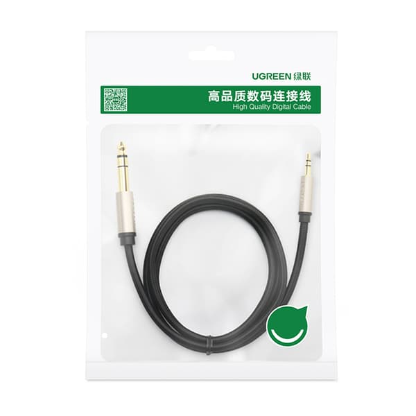 TRS lydadapterkabel mini-jack 3,5 mm - jack 6,35 mm 2 m grå