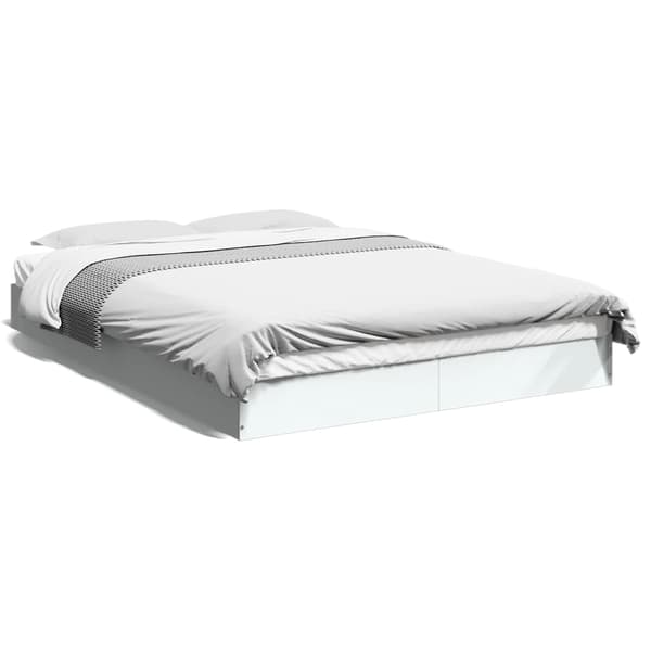 vidaXL Sängram vit 135x190 cm träbaserat material