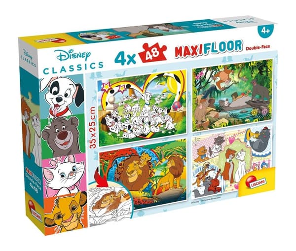 Disney. Dubbelsidigt Maxi-pussel 4x48 bitar.