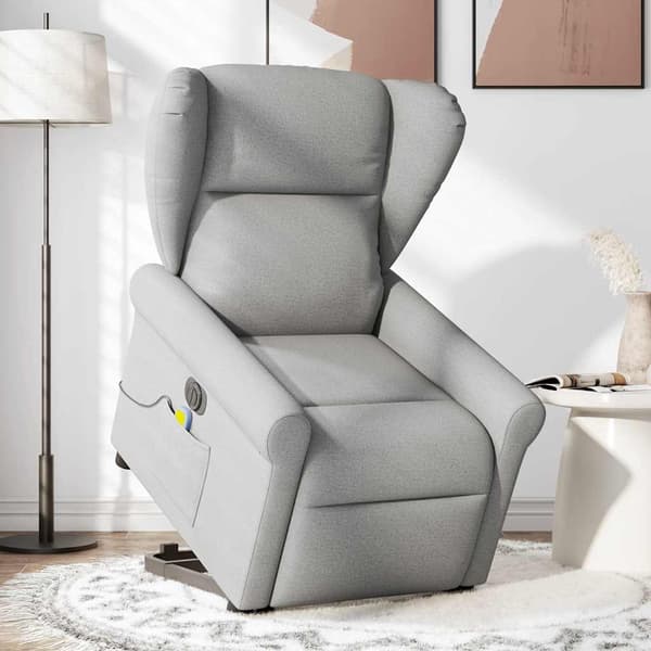 vidaXL Elektrisk lyftande massagefåtölj, vilstol, grå