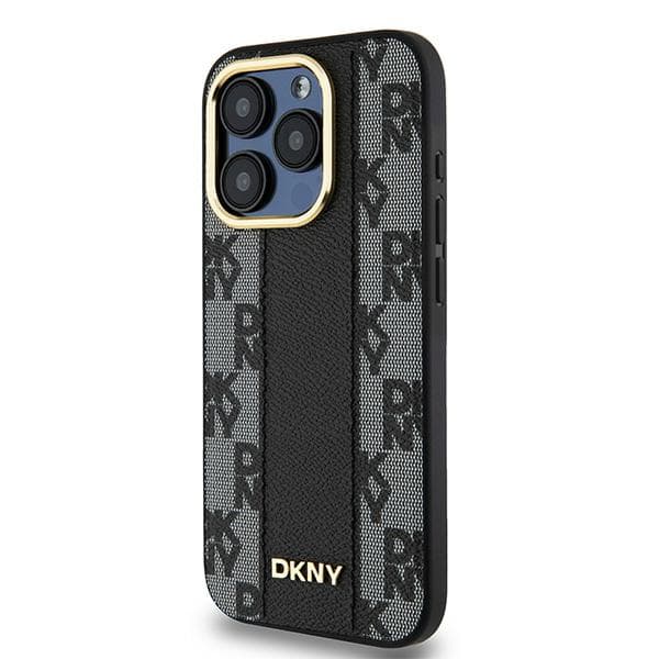 DKNY Ternet Mono Mønster MagSafe-cover til iPhone 15 Pro Max, Sort