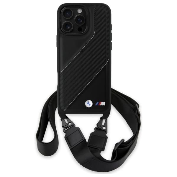BMW BMHCP16X23PSCCK iPhone 16 Pro Max 6,9" sort/sort hårdt cover M Edition Carbon Stripe & Strap