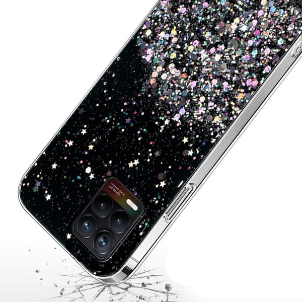 Realme 8 / 8 Pro -kotelo, kimalteleva, musta