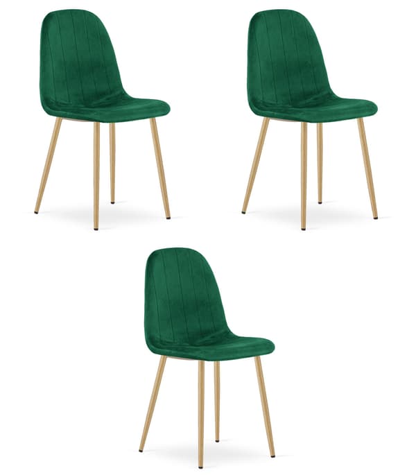 PADVA stol - grön sammet / ekben x 3