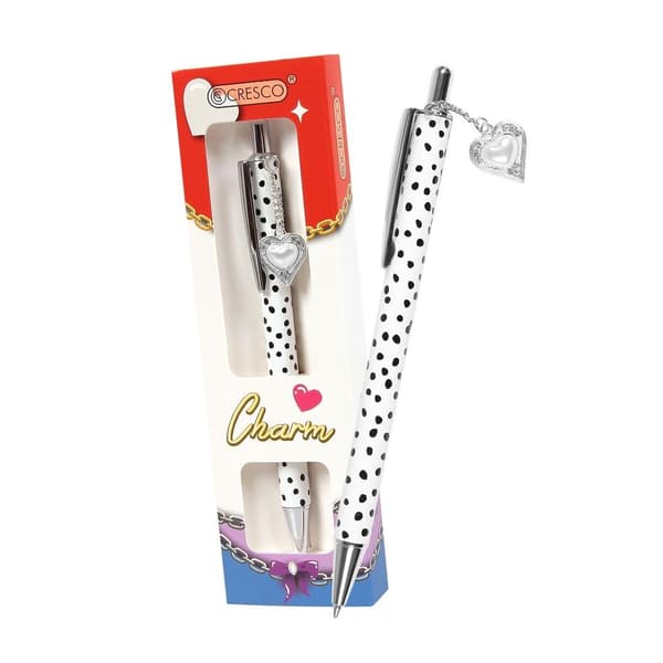 Charm hjerte hvid pen i etui