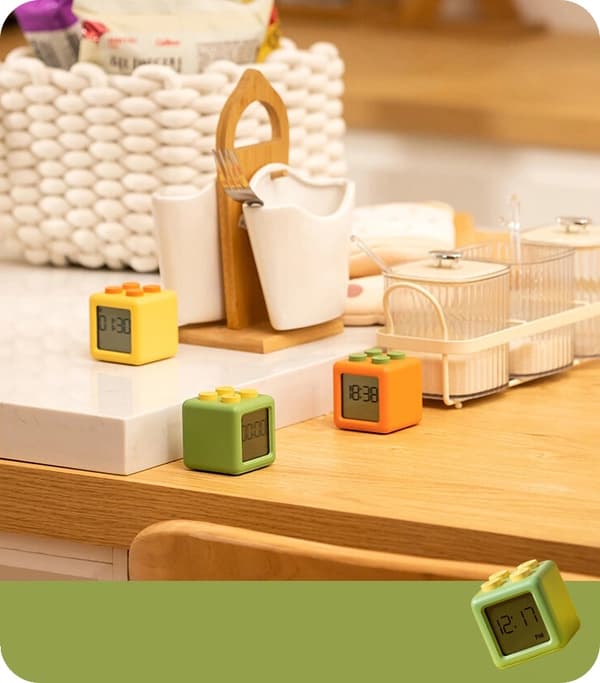 VÄCKARKLOCKA Elektronisk Digital Klocka BLOCK Orange Batteridriven Ecolight