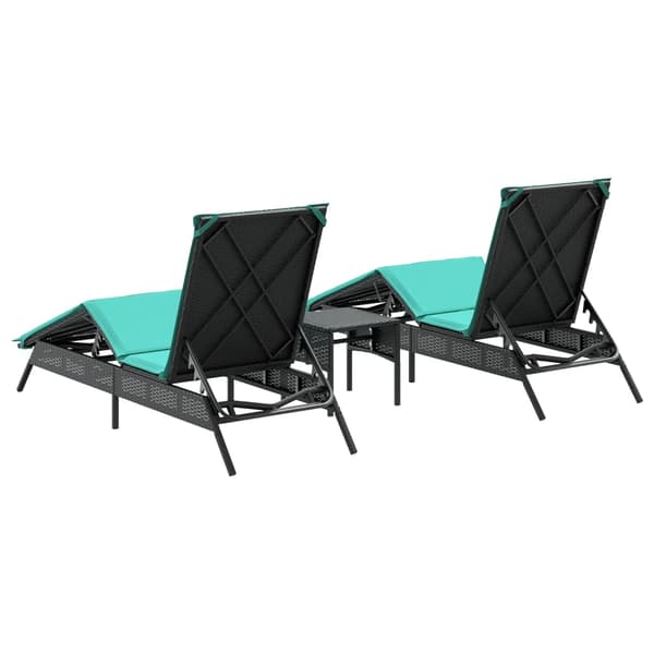 vidaXL liggestole med bord, sæt med 2, sort, polyrattan