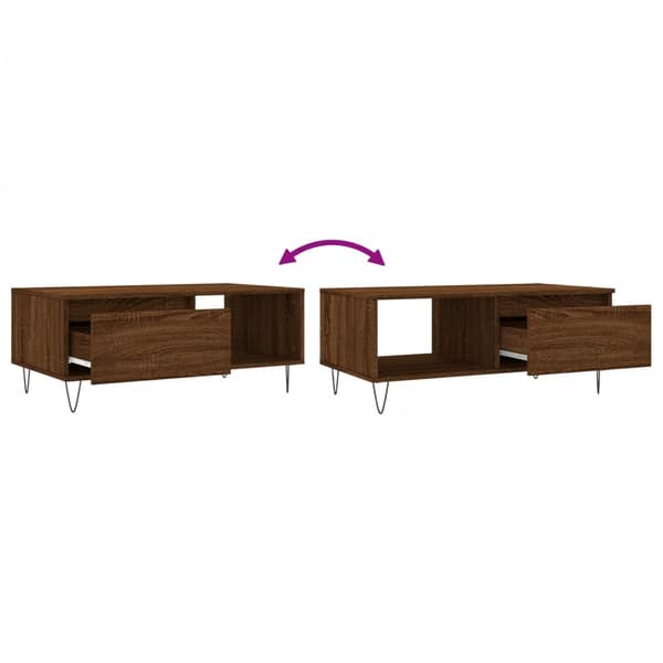 vidaXL sofabord brunt egetræ 90x50x36,5 cm