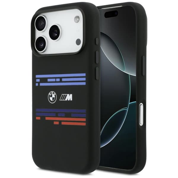BMW M Silicon Horizontal Line MagSafe -kotelo iPhone 17 Prolle, musta