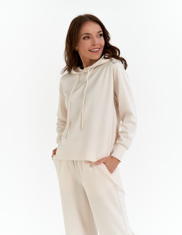 Dame hættetrøje med pullover, behagelig blød, MORAJ XL ECRU