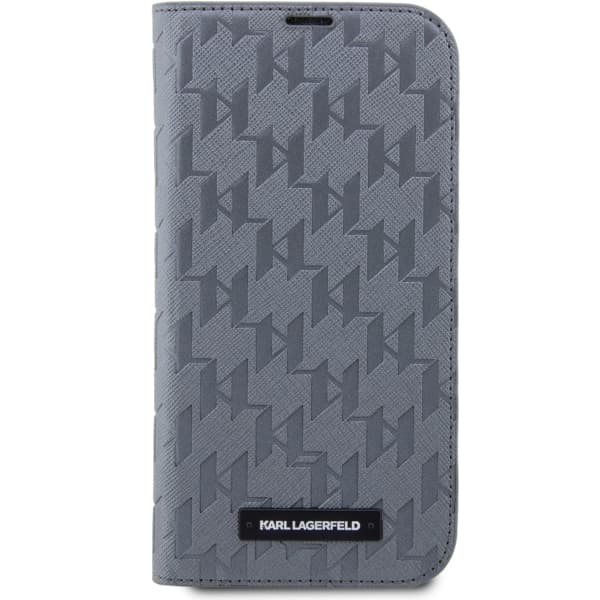 Karl Lagerfeld Saffiano Monogram Flip-etui til iPhone 14, Sølv