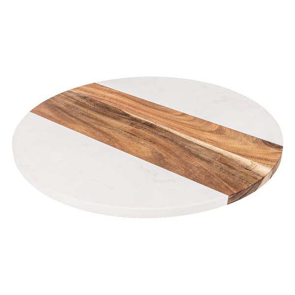 Drejelig marmor- og træplade 35 cm