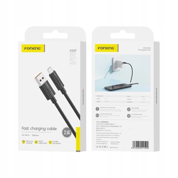 FÖRSTÄRKT MICRO-USB-KABEL QC 3.0 SNABBLADDNING microUSB
