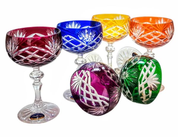 Farverige krystal champagneglas 150ml Ananas