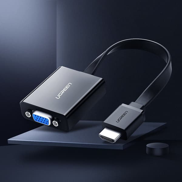 HDMI - VGA micro USB AUX lyd 3,5 mm mini jack adapter sort
