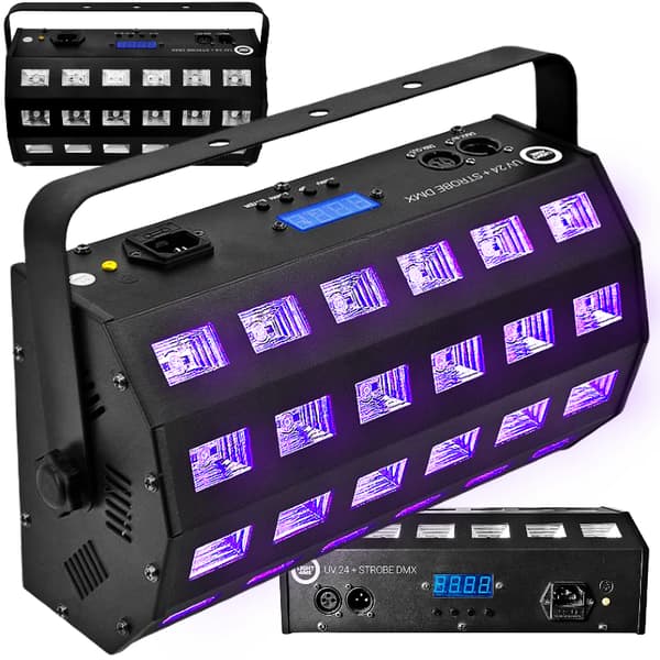 LIGHT4ME UV 24 + STROBE DMX reflektor ultraviolet stroboskop effekt LED
