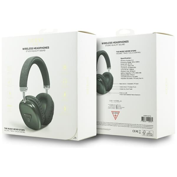 Guess Bluetooth 5.3 4G Triangellogotyp Over-Ear Hörlurar Kaki