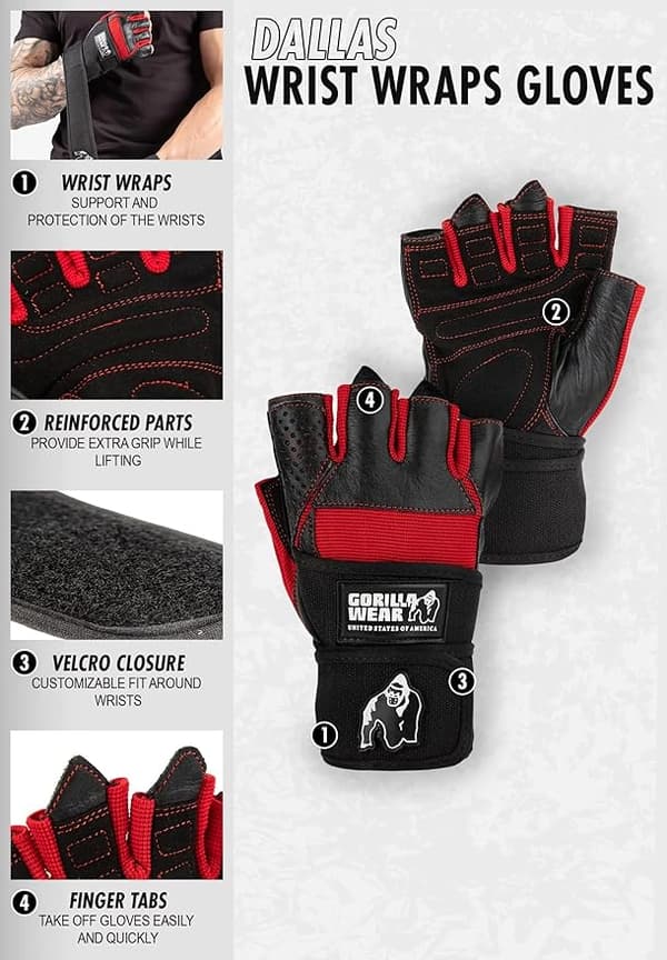 Gorilla Wear Dallas Wrap Handsker 3XL Sort Blå