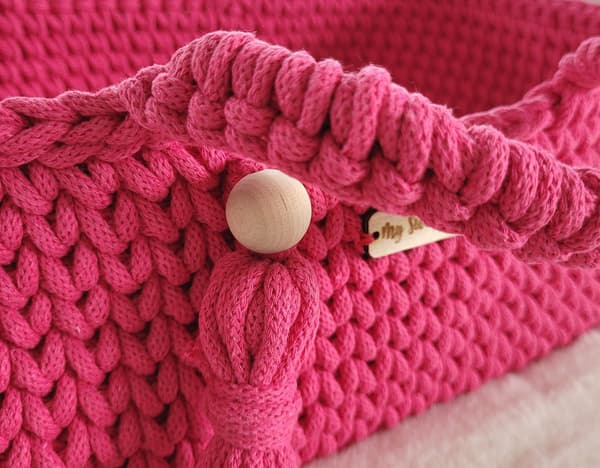 Moses Basket BOHO Bomullsdockbärare med Trävagga - Fuchsia