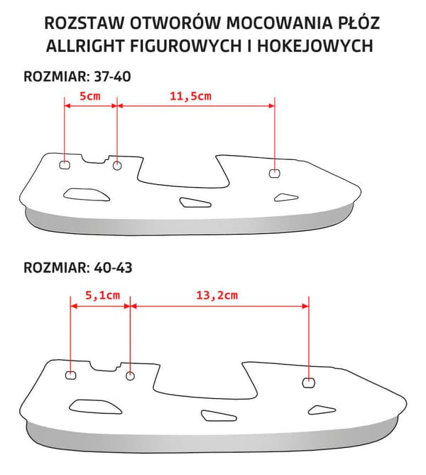 Konståkningsklinga storlek L 40-43 mod.253B