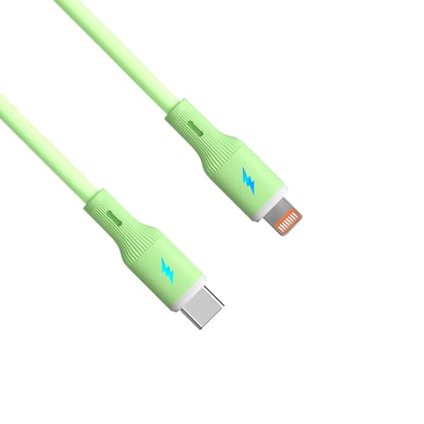 USB typ C / Lightning-kabel 1m AK-USB-73 30W silikongrön