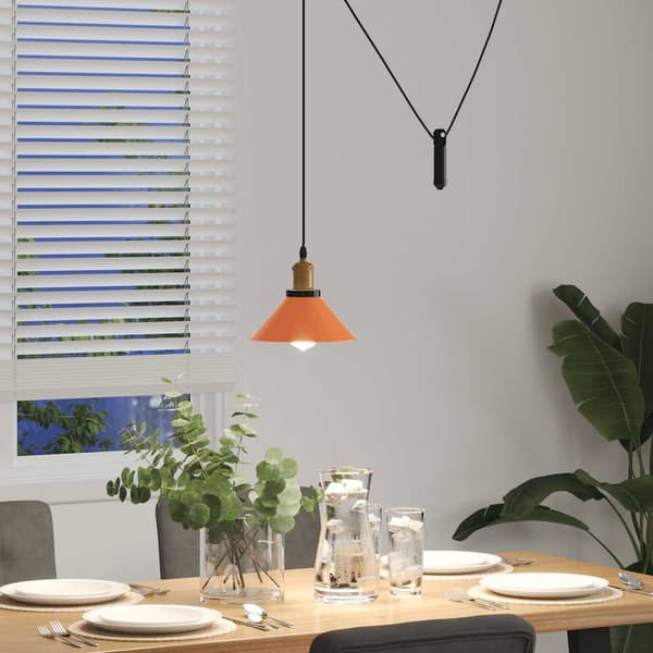 vidaXL Højdejusterbar pendellampe E27 blank orange