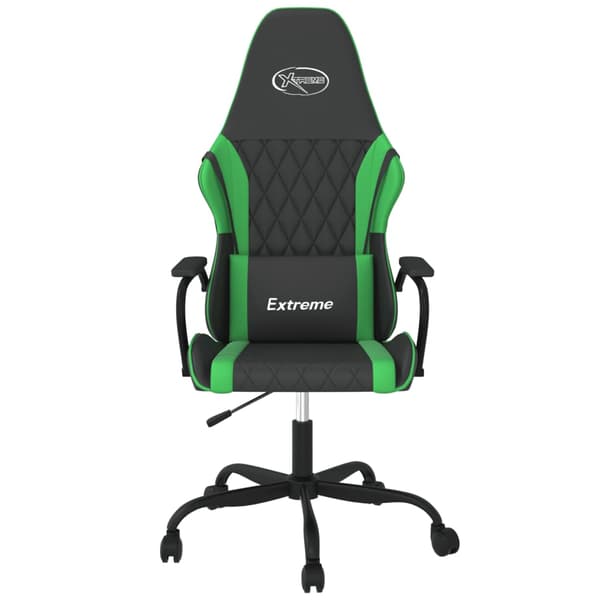 vidaXL massage-gamingstol, sort og grøn, kunstlæder