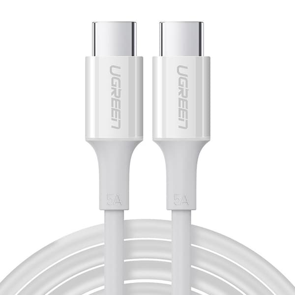 USB-C 5A snabbladdningskabel PD QC 2m Vit