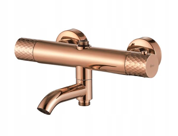 Lungo Diamond utanpåliggande duschset, kopparblank