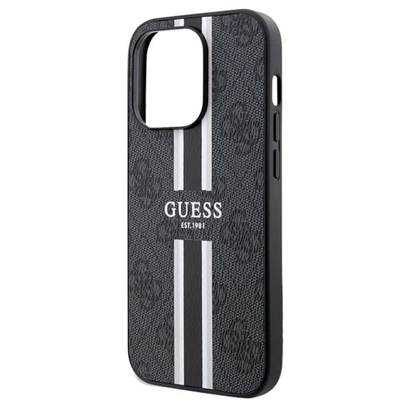 Guess 4G Printed Stripes MagSafe-etui til iPhone 15 Pro Max, sort