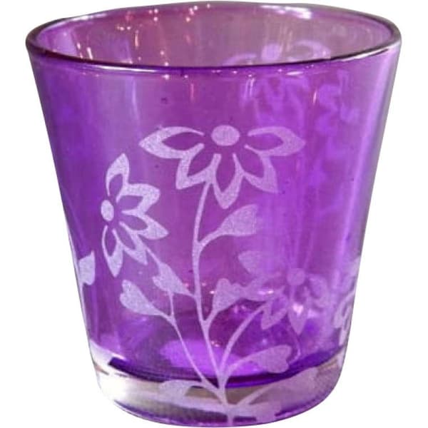 Farvet glaslygteholder - Lilla 6cm