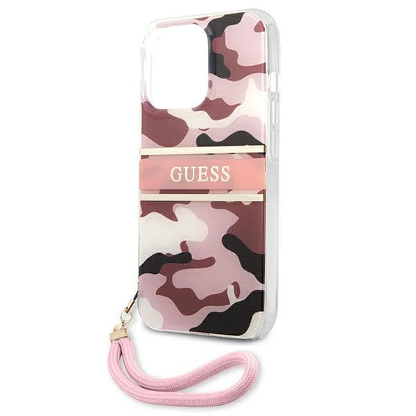 Guess Camo Strap Collection-etui til iPhone 13 Pro / 13, lyserød