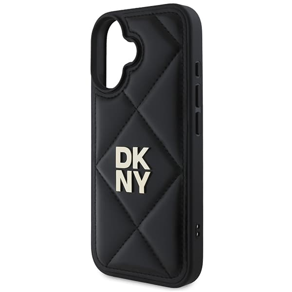 DKNY Quilted Stack Logo iPhone 16-skal, svart