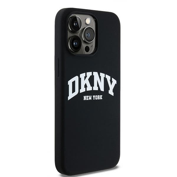 DKNY Liquid Silicone White Printed Logo MagSafe-etui til iPhone 14 Pro Max, sort