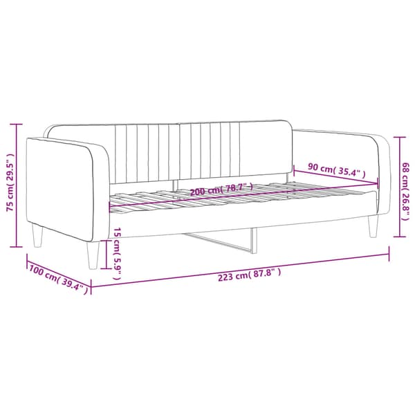 vidaXL Bäddsoffa mörkgrå 90x200 cm sammet
