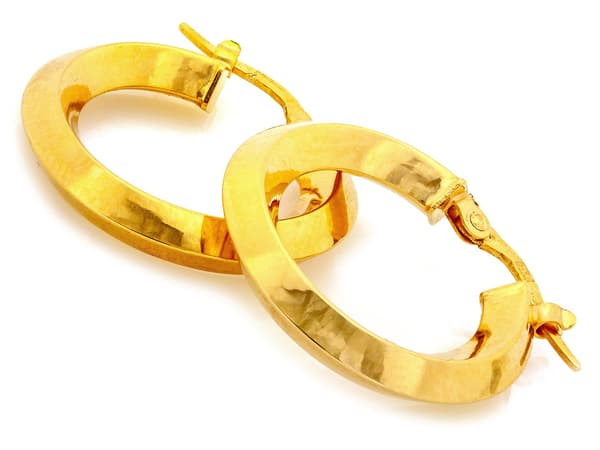 Dameøreringe i gult guld 585, ringformede, diameter 23 mm, 14 kt