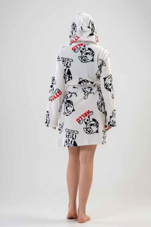 Fleece badekåbe til damer, Vienta, med bundne hunde, S