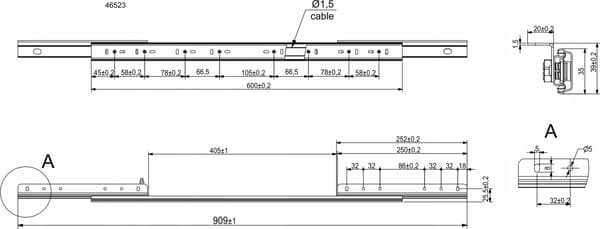 SYNCHRONOUS bordsguide med stopp 600-910 mm