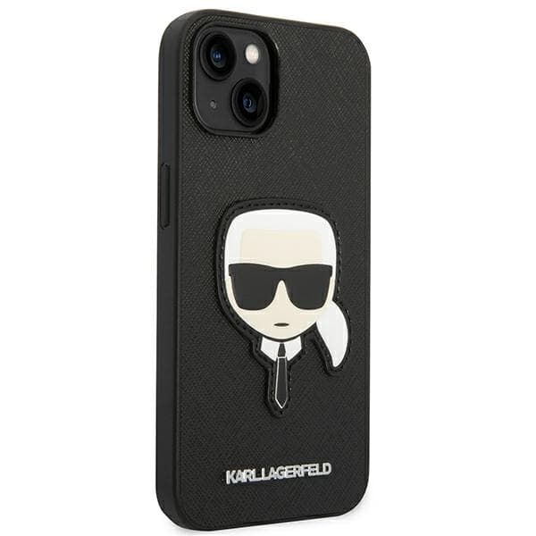 Karl Lagerfeld Saffiano Karl`s Head Patch-etui til iPhone 14 Plus, sort