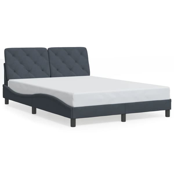 vidaXL Sängram med LED mörkgrå 140x190 cm sammet