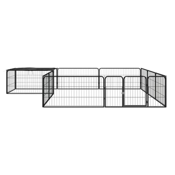 vidaXL Hundbur, 12 paneler, svart, 100x50 cm, stål