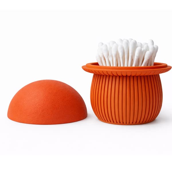 Orange svamp badrumsbehållare, bomullspinnar organizer