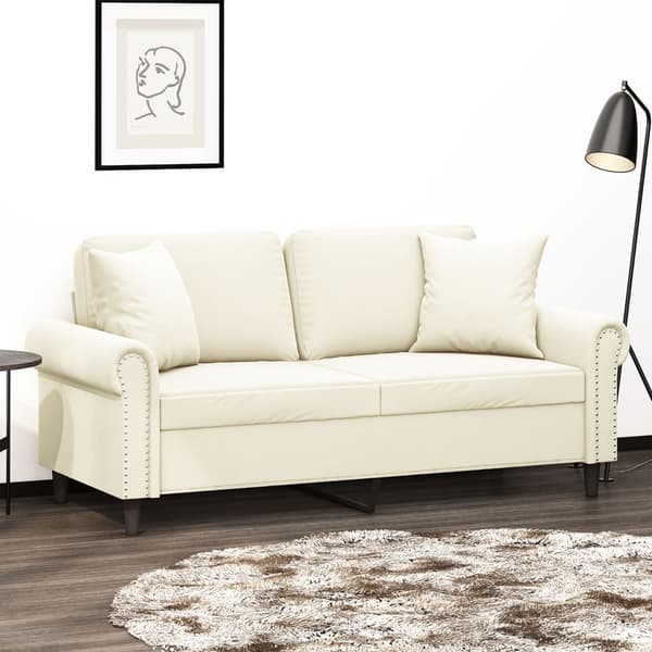 vidaXL 2-sitssoffa med kuddar, krämfärgad, 140 cm, sammet