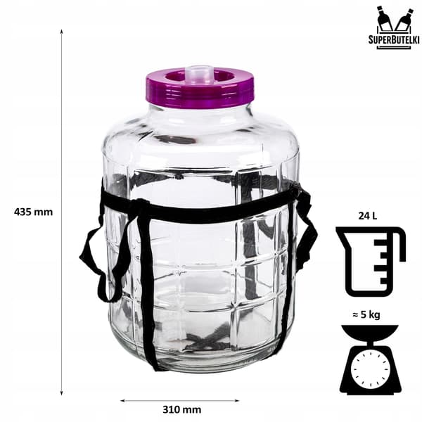 24 L krukke med plastiklåg + stropper