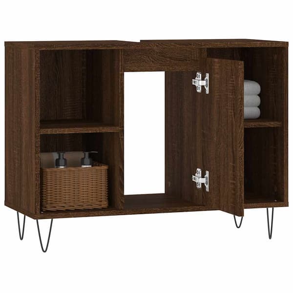 vidaXL badeværelsesskab brunt egetræ 80x33x60 cm