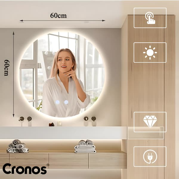 Cronos lämmitettävä pyöreä peili 60 cm