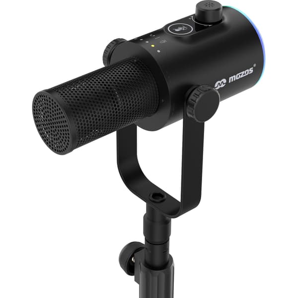 MOZOS GM-ONE svart dynamisk mikrofon USB XLR RGB LED