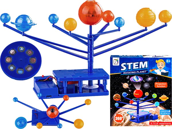 2-i-1 Montessori solsystemset + projektor visar planeter